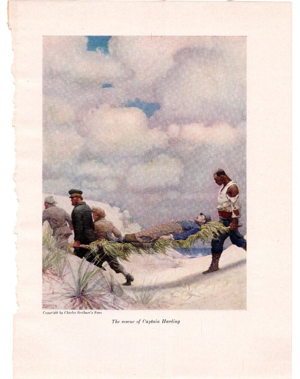Mysterious Island Illustration Rescue of Captain Harding NC Wyeth Jules Verne